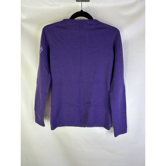 Queen of Cashmere Monogram Soft Cashmere Crewneck Sweater Purple Womens Small - Picture 4 of 8